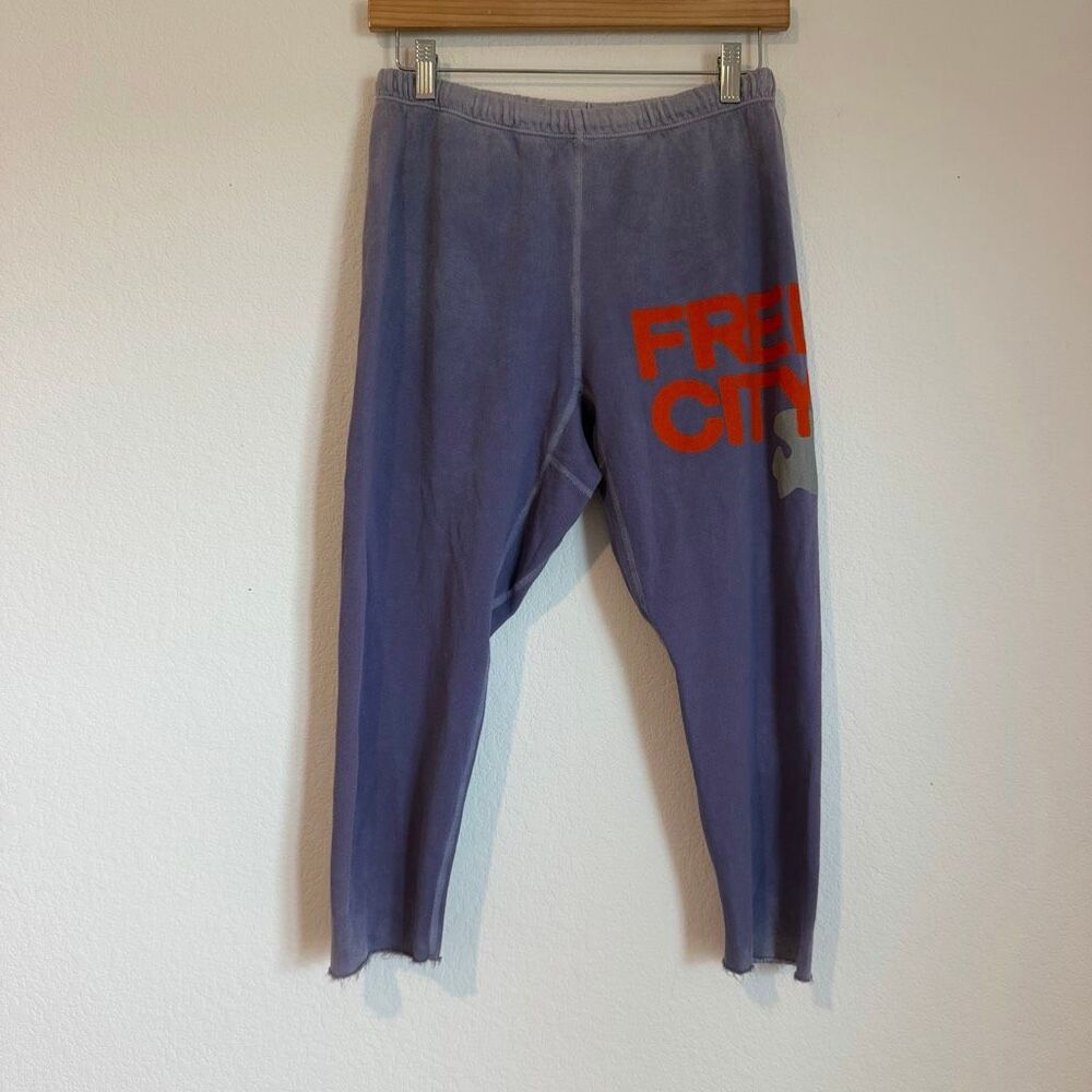 Free City Purple Vintage Washed Graphic Roll-Up Pants Women's Size XS NWT